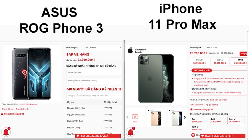 Nên mua Asus ROG Phone 3 hay iPhone 11 Pro Max