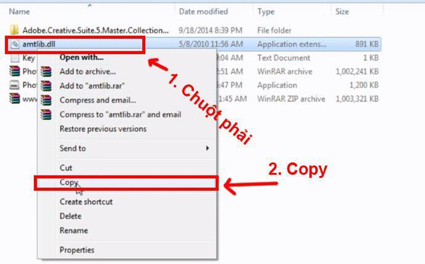 Tại Folder bên ngoài có file amtlib.dll, copy file amtlib.dll
