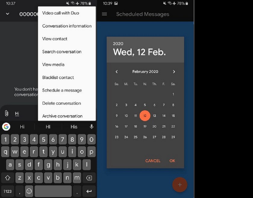 nhấn Schedule để hoàn thành cách hẹn giờ gửi tin nhắn android