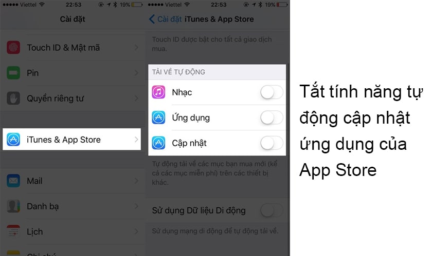 Tắt tự động cập nhật ứng dụng trên App Store