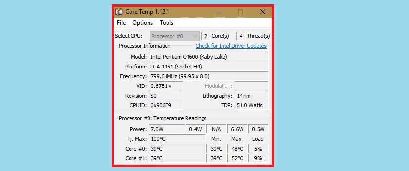 Xem nhiệt độ laptop bằng Core Temp