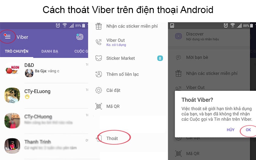 Thoát Viber trên smartphone Android