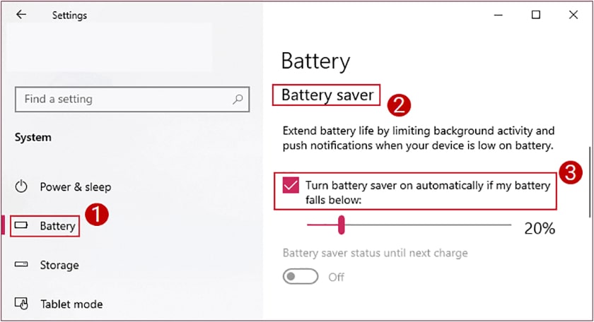 Mở chế độ Power Saving Mode khi màn hình laptop bị tối