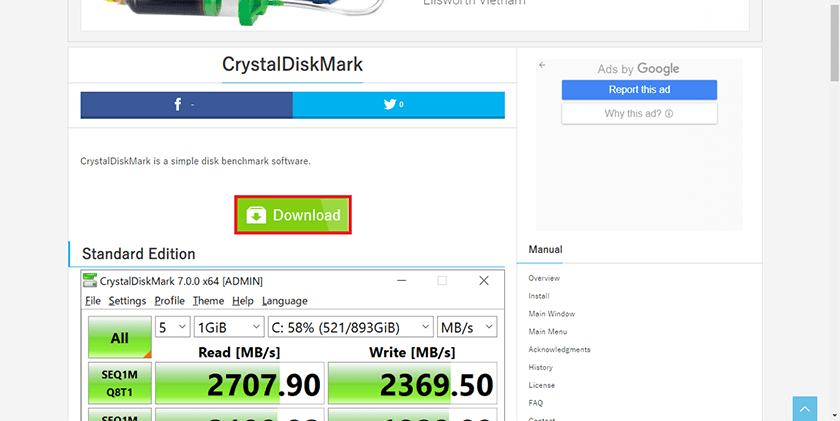 Kiểm tra sức khỏe ổ cứng SSD bằng Crystalmark