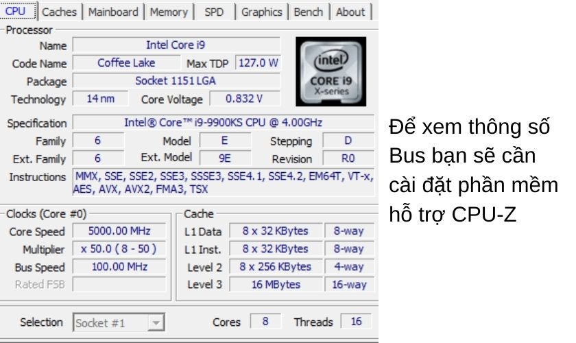 xem Bus RAM, Mainboard, CPU bằng CPU-Z
