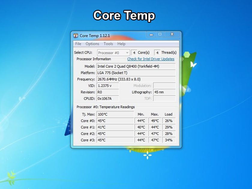 Phần mềm kiểm tra nhiệt độ Core Temp