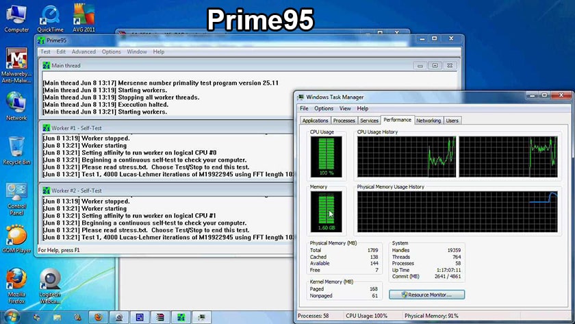 Phần mềm kiểm tra nguồn máy tính Prime95