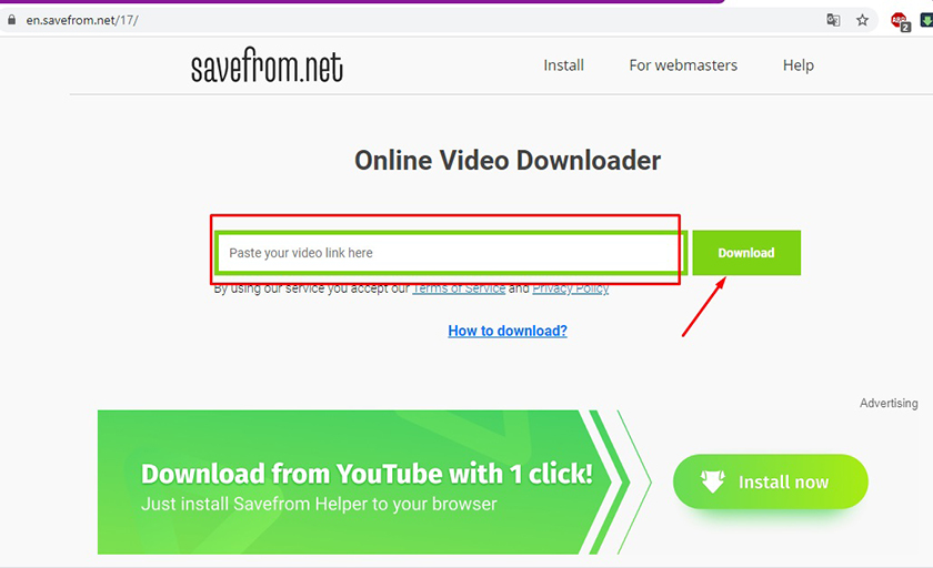Cách tải video yourube về điện thoại Sử dụng Savefrom
