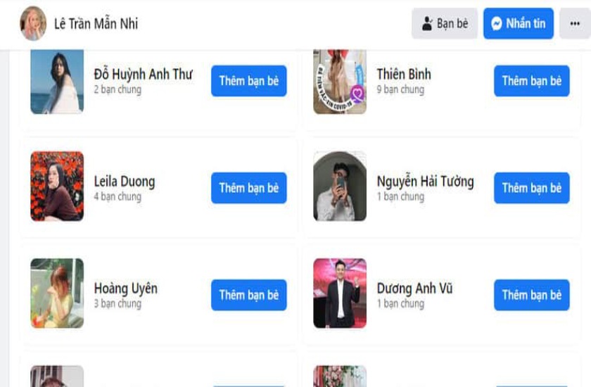 nhấn vào để xem bạn bè của họ
