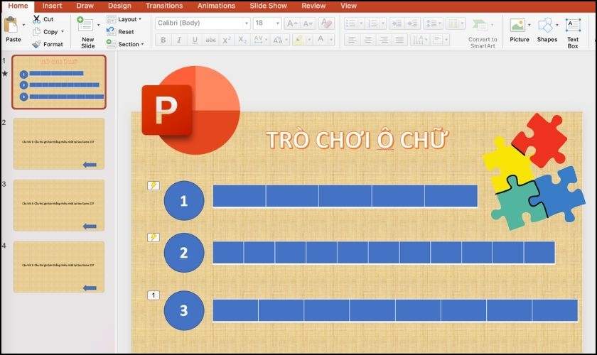 Cách làm trò chơi ô chữ trên PowerPoint chi tiết dễ thực hiện