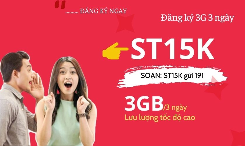 Cú pháp đăng ký gói 3G Viettel 15k 3 ngày 