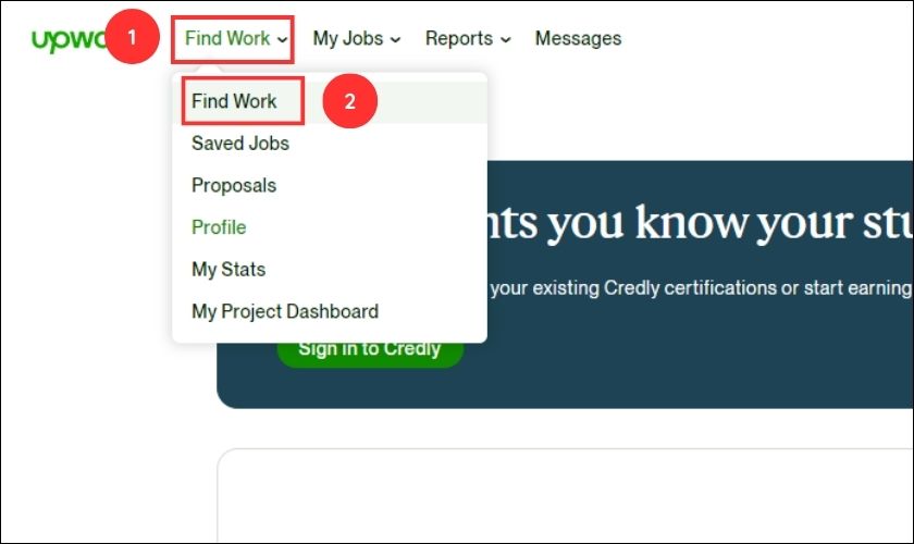 Tiến hành tìm kiếm công việc trên Upwork 