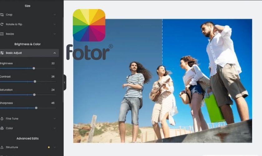 Fotor - App làm nét ảnh chất lượng tốt trên điện thoại