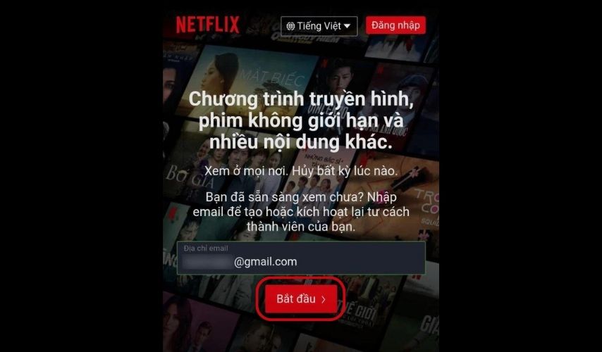 Tạo tài khoản Netflix trên điện thoại Android
