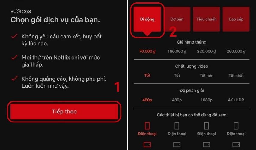 Thực hiện tạo tài khoản Netflix trên điện thoại Android