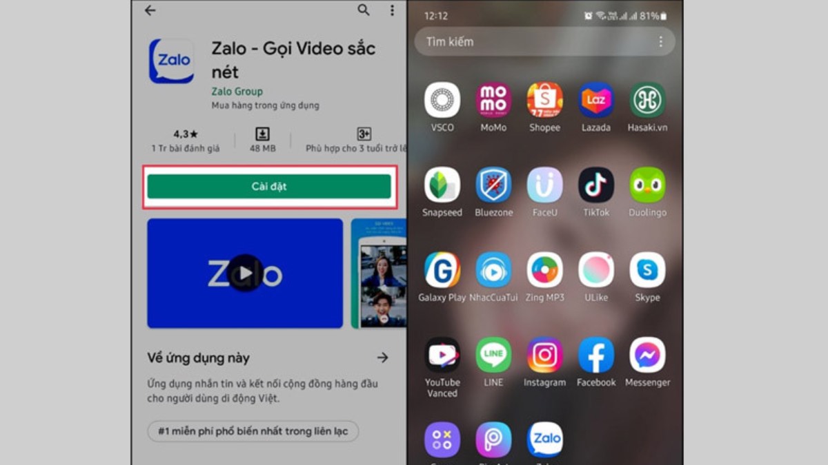 Cách tải Zalo về điện thoại Android