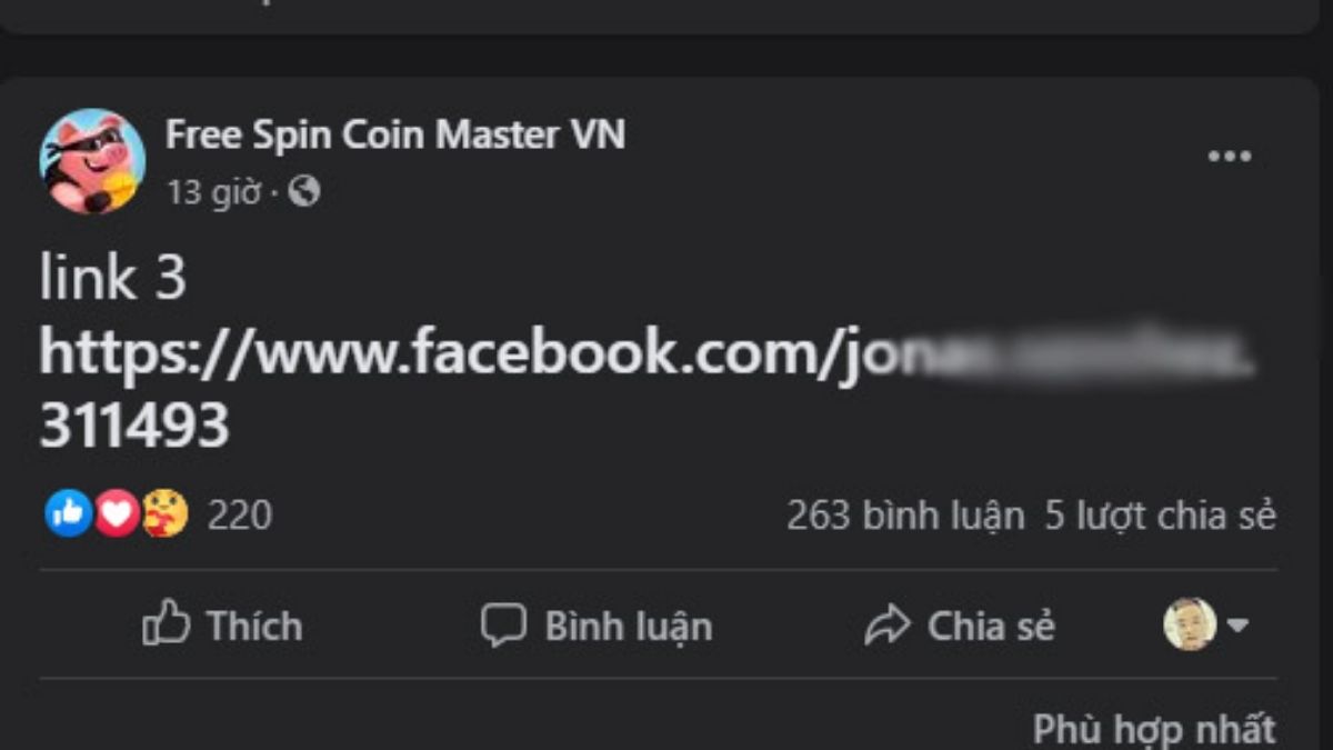 Nhận code Coin Master bằng Facebook