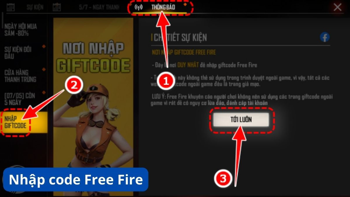 Cách nhập code Free Fire