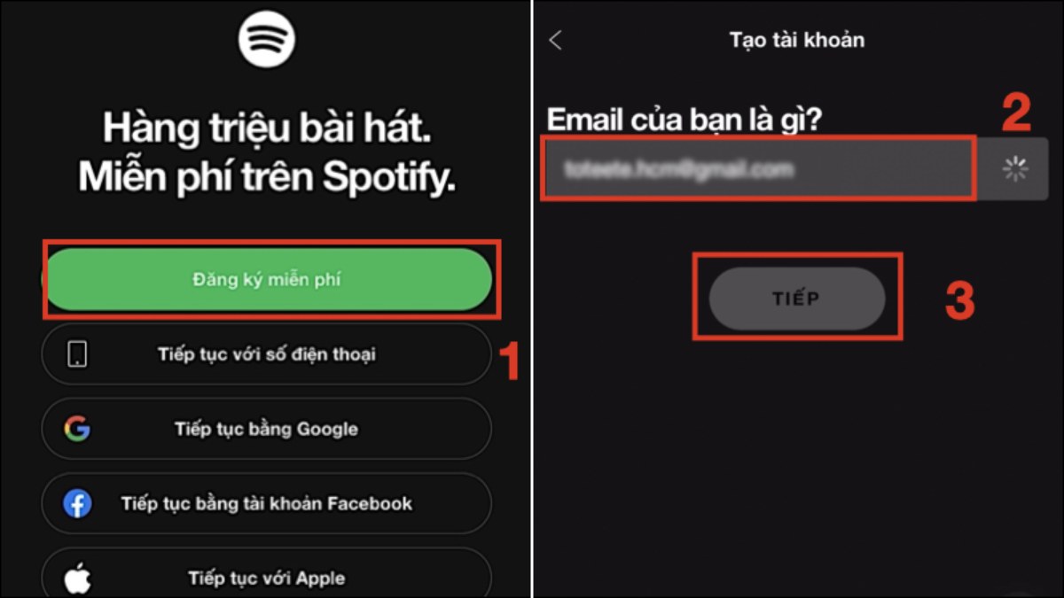 Đăng ký tài khoản Spotify bước 1