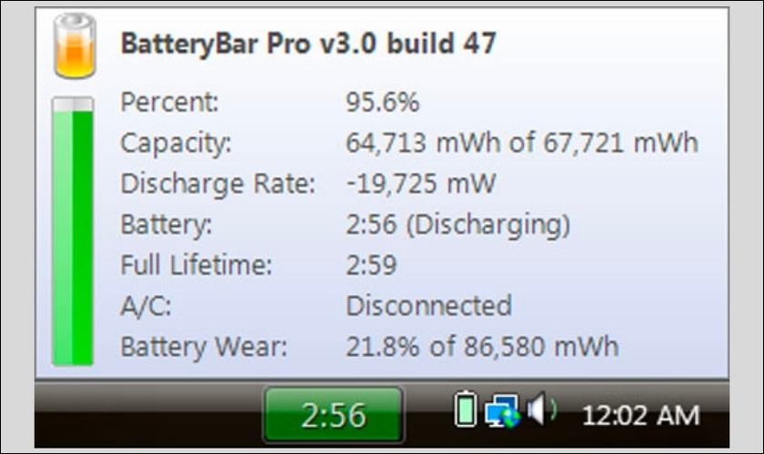 Kiểm tra độ chai pin laptop qua BatteryBar