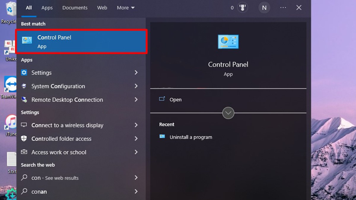 Sử dụng Control Panel (Windows 7/10/11)